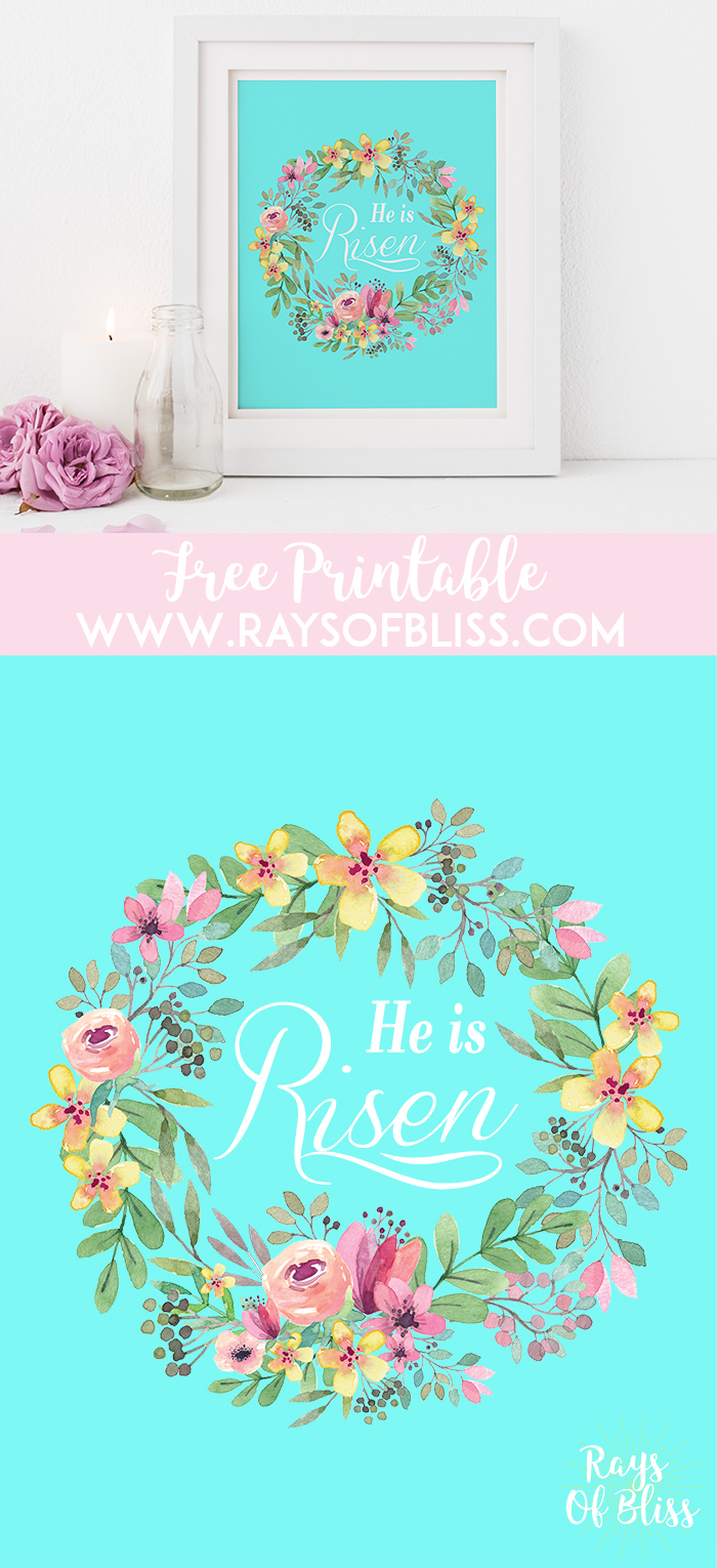 He is Risen Easter Free Printable. 8x10 art print from Rays of Bliss.