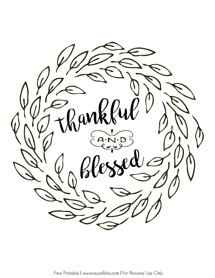 Thankful And Blessed Free Printable - Rays Of Bliss